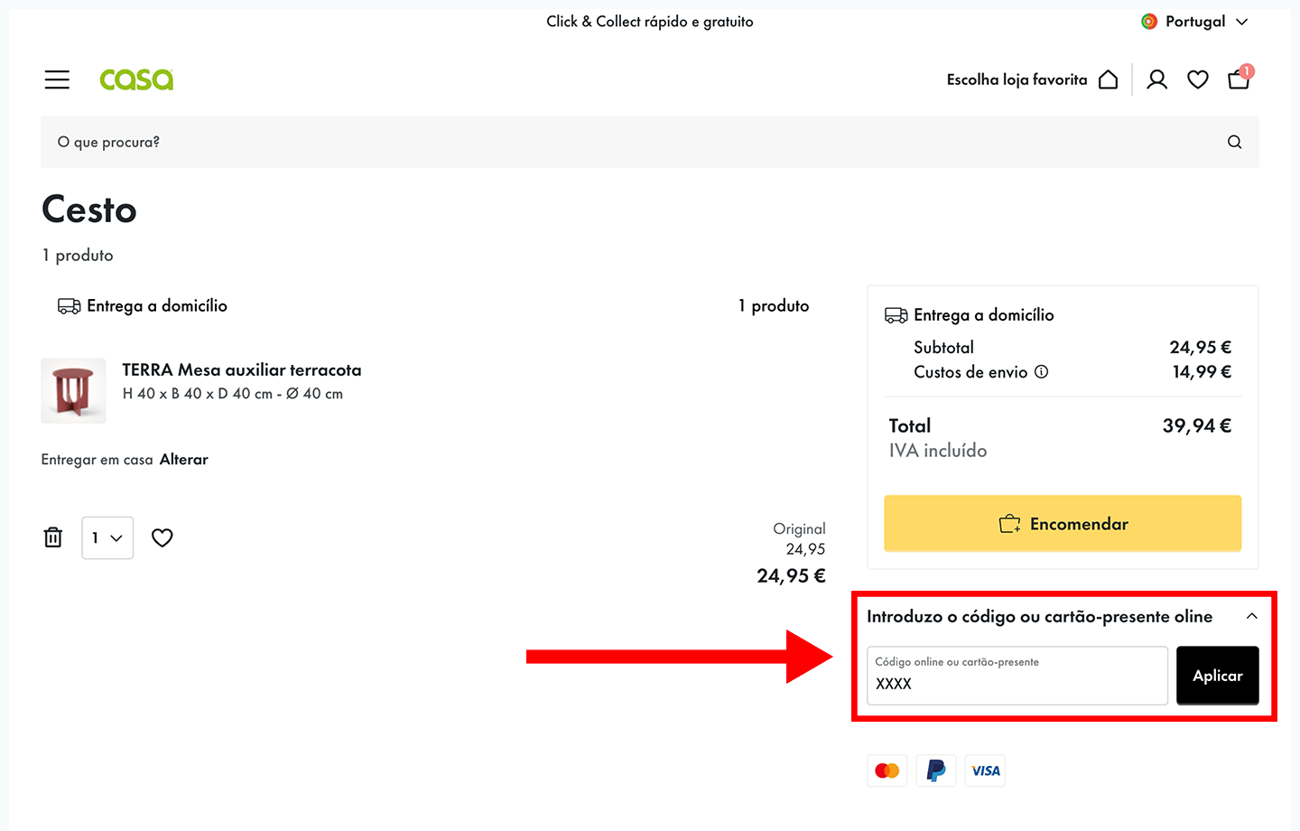casa, passo 3: insira o código