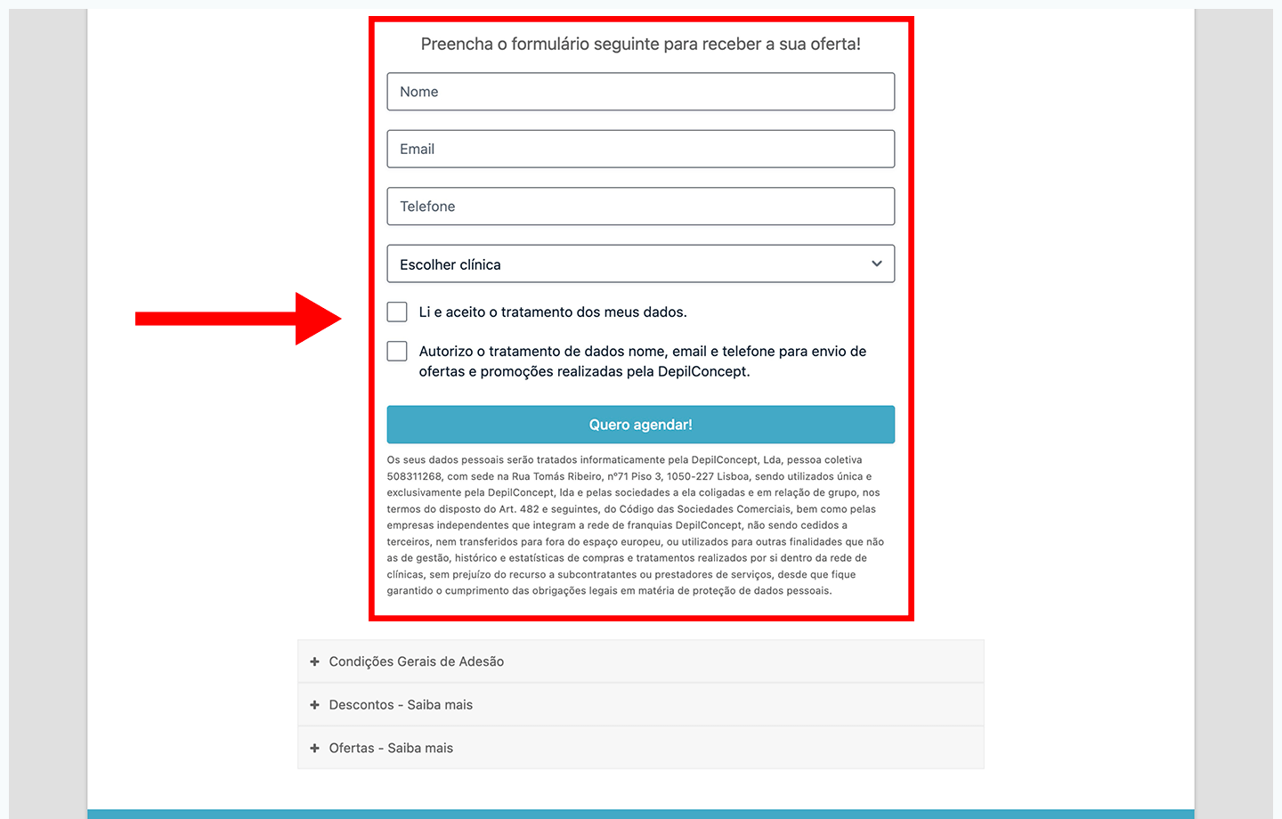 depilconcept, passo 2: agendamento