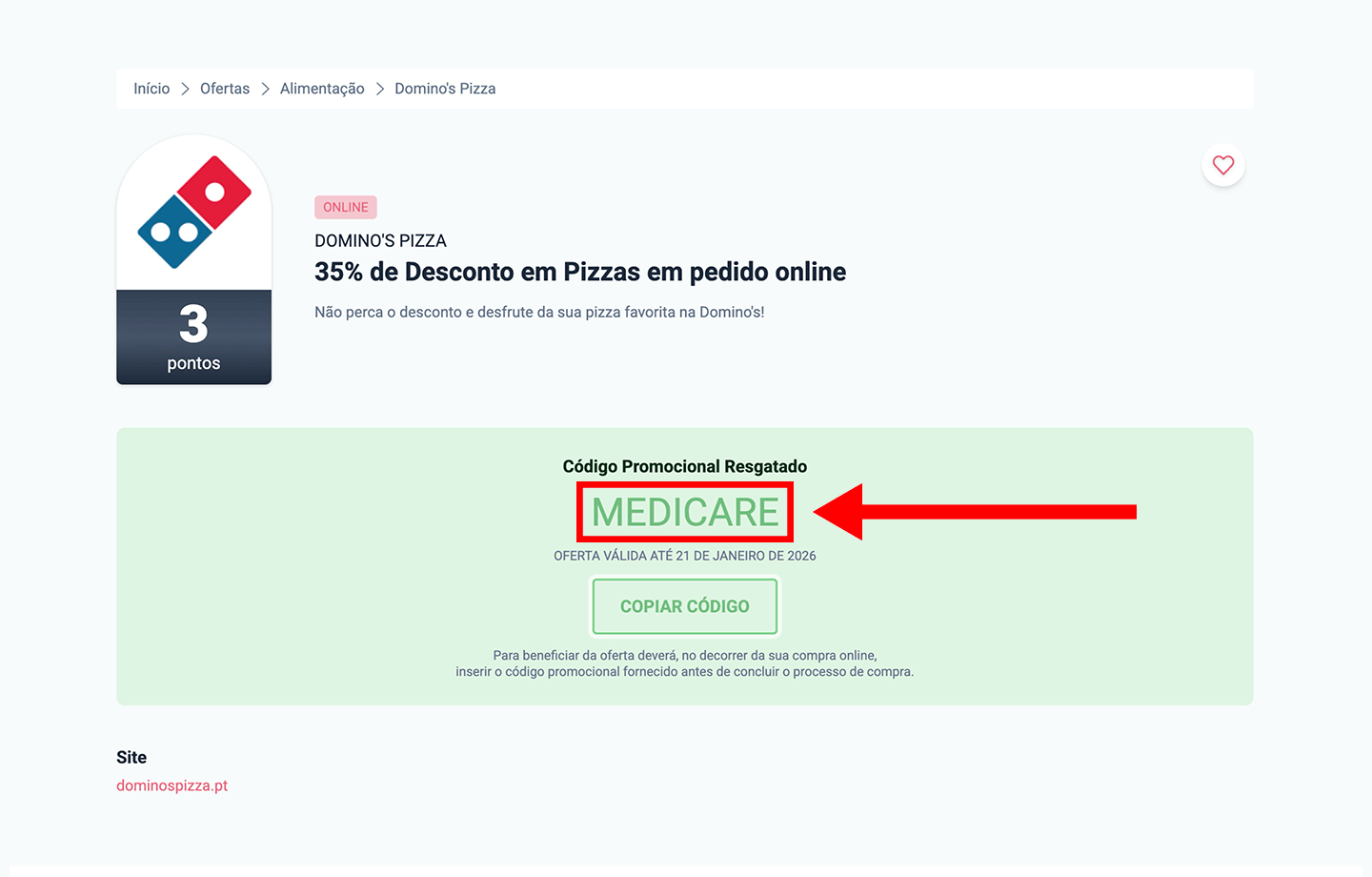 domino&#039;s pizza, passo 2: copiar código