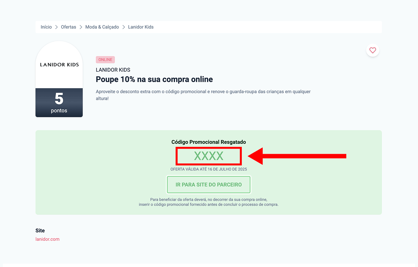 lanidor kids, passo 2: copiar código