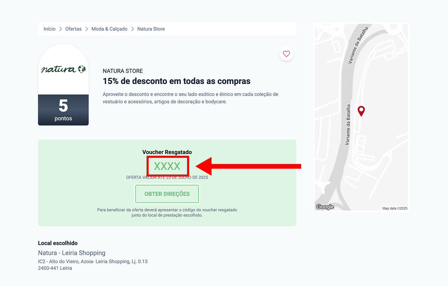 natura store, passo 2: guarde o codigo