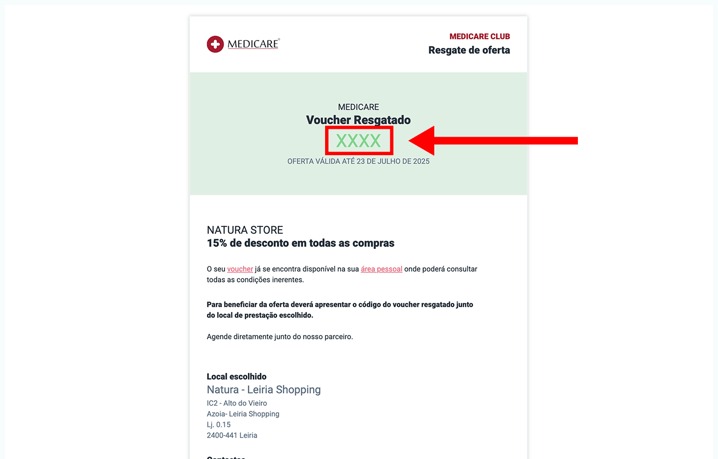 natura store, passo 3: apresente o código