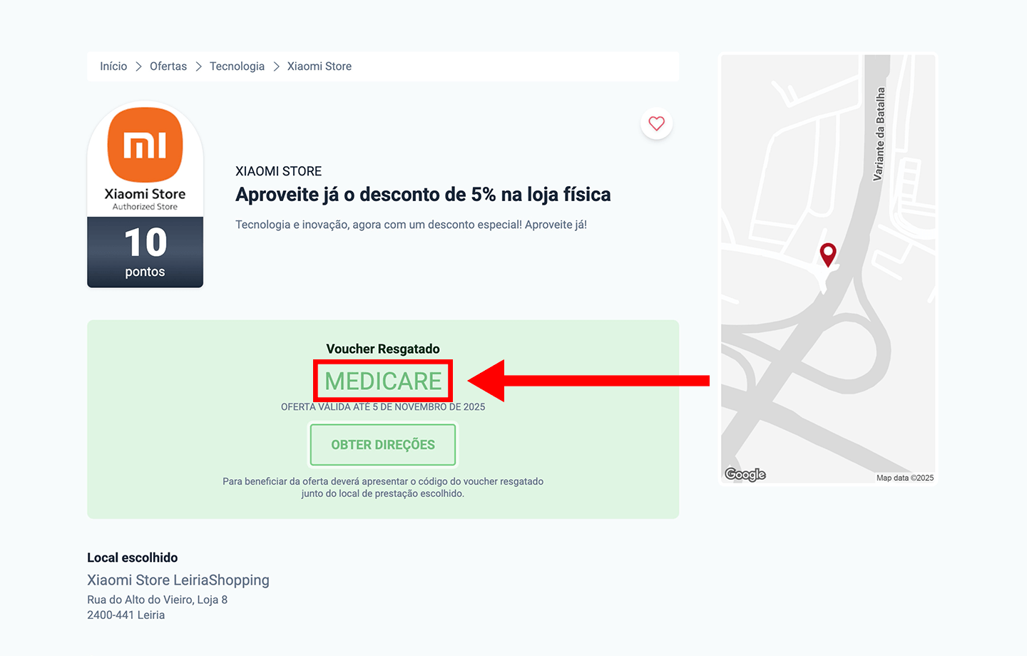xiaomi store, passo 2: guarde o codigo