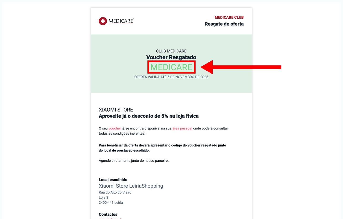 xiaomi store, passo 3: apresente o código