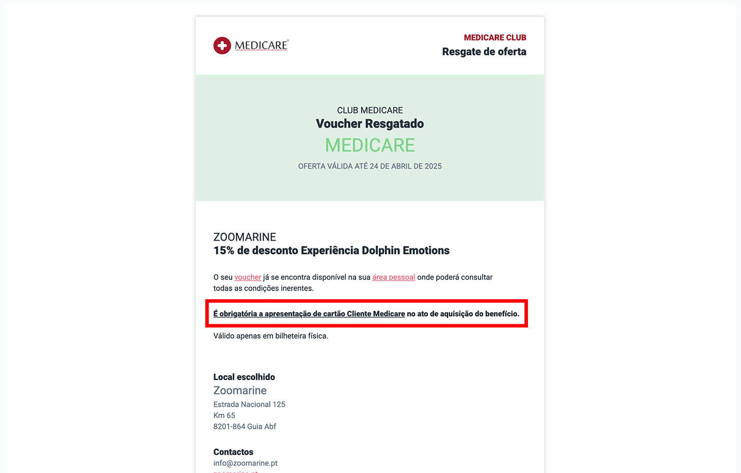 zoomarine, passo 3: insira o código